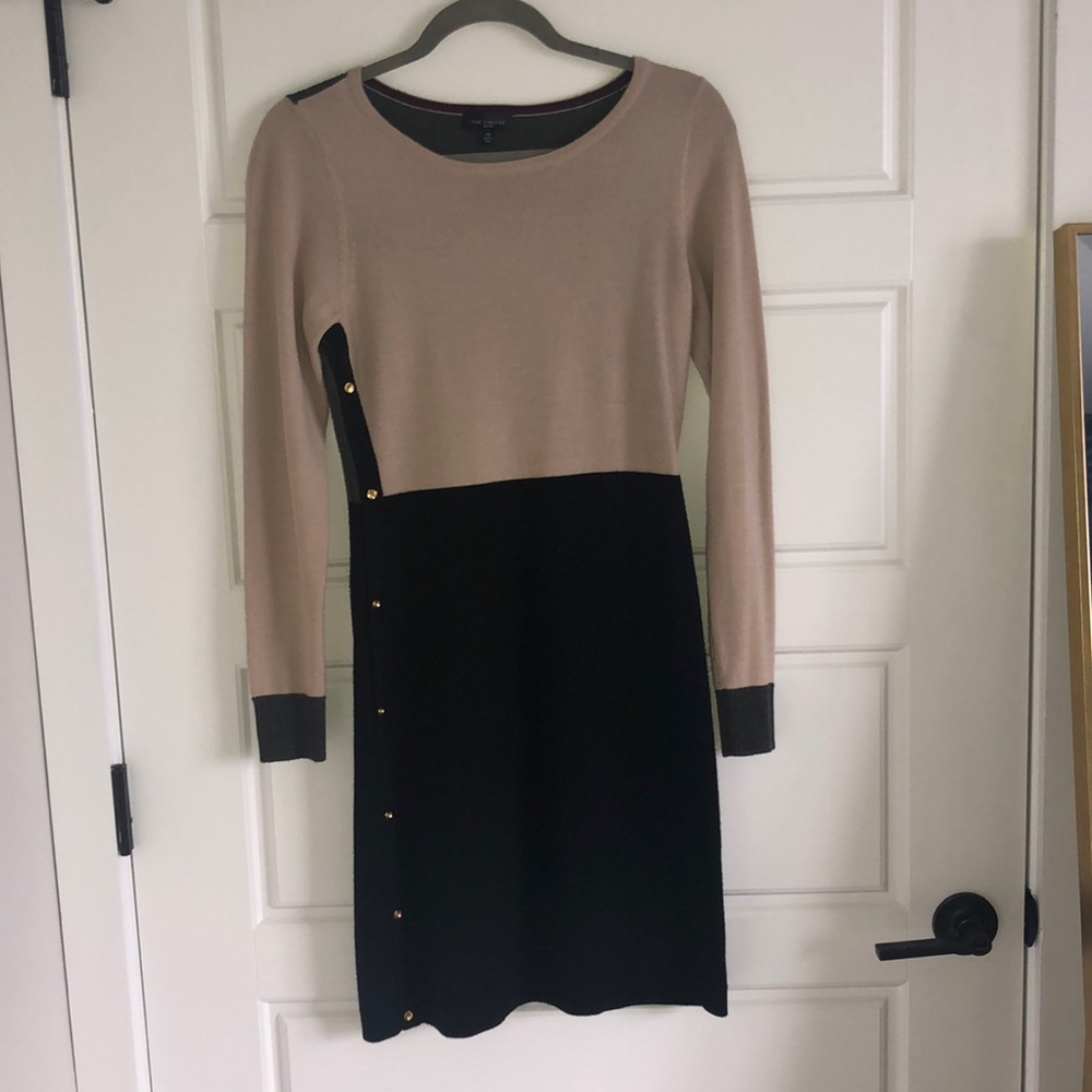 The Limited sweater dress with gold buttons